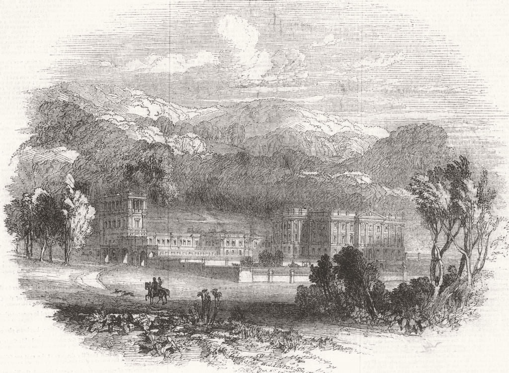 DERBYS. Chatsworth The Palace of the Peak 1843 old antique print picture